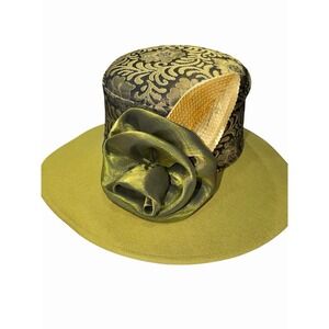 Vintage Original Whittall & Shon Stunning Metallic Green Black Hat Church Hat